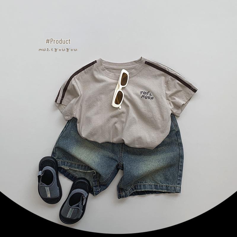 Korean Style Unisex Kids' Summer Casual Loose-Fit T-Shirt