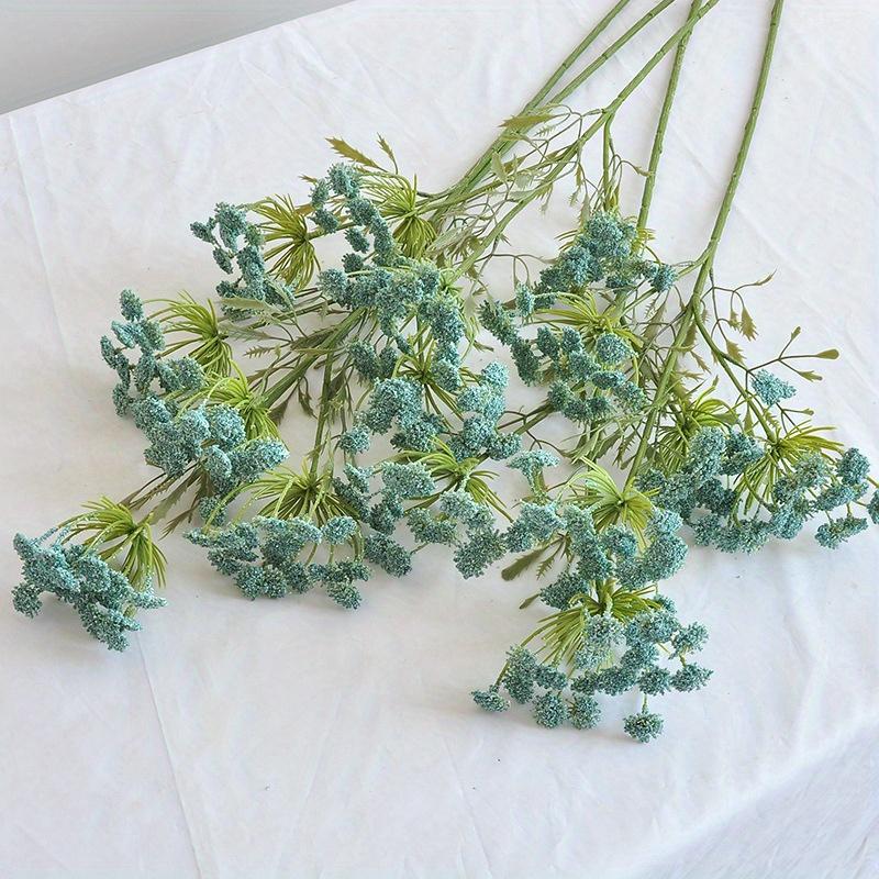 1Pc Outdoor Wedding Simulation Blue 3-Head Lace Flower Monet Garden Flower Material, For Outdoor Patio Garden Home Wedding Holiday Party Decoration