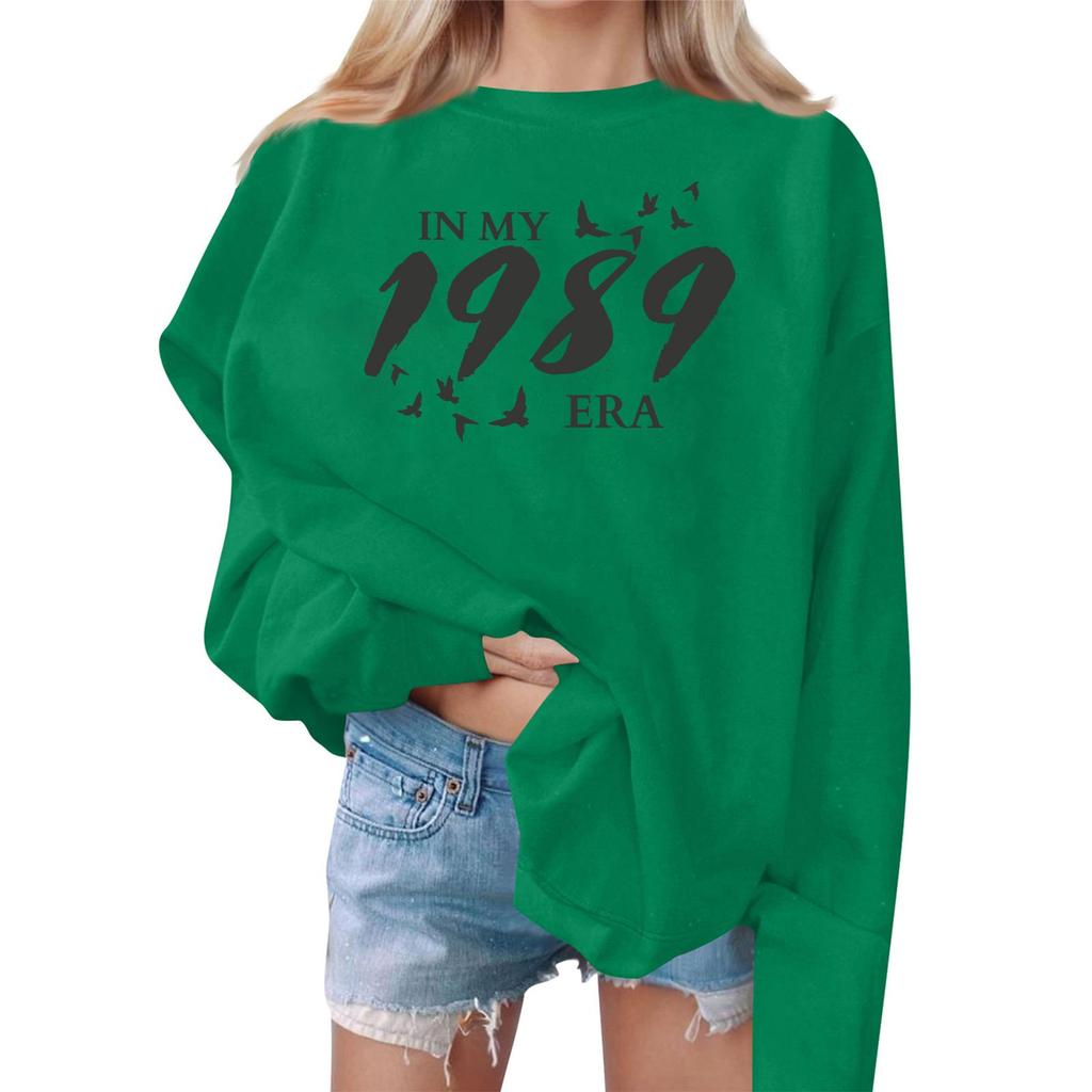 Damen Casual Mode Print Langarm O-Ausschnitt Sweatshirts Pullover Top