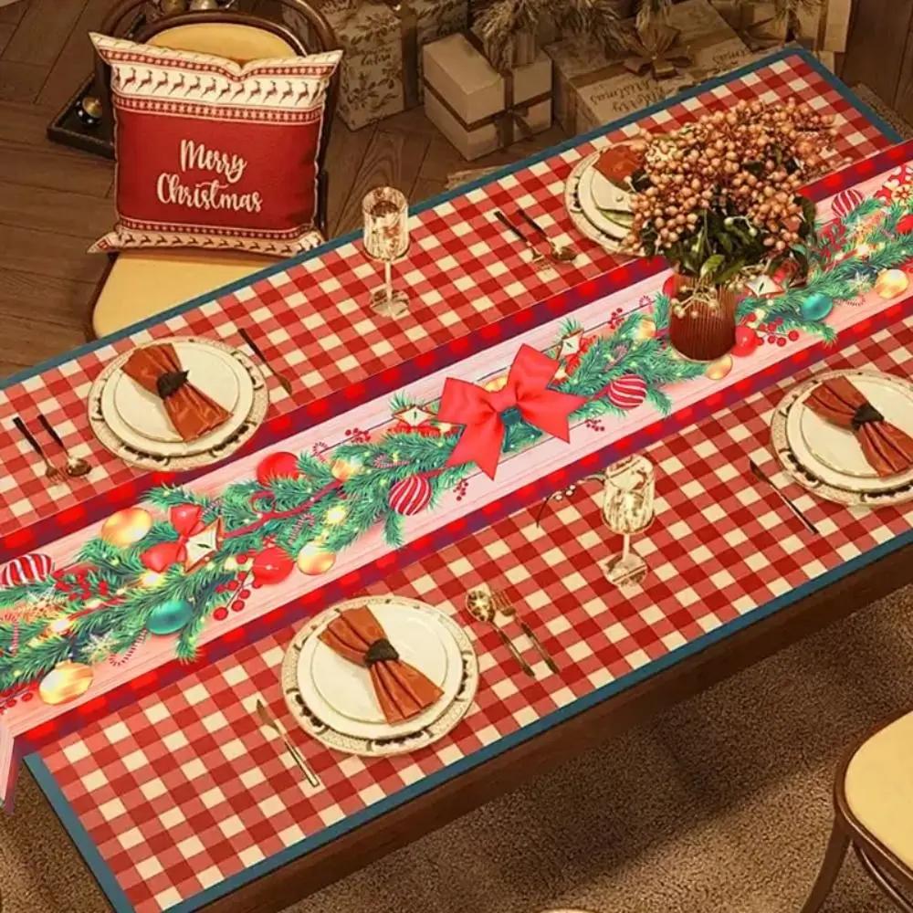 New Year Christmas Table Runner Xmas Party Navidad Gift Christmas Table Flag Flag Cover Christmas Tablecloth Home Table Decors