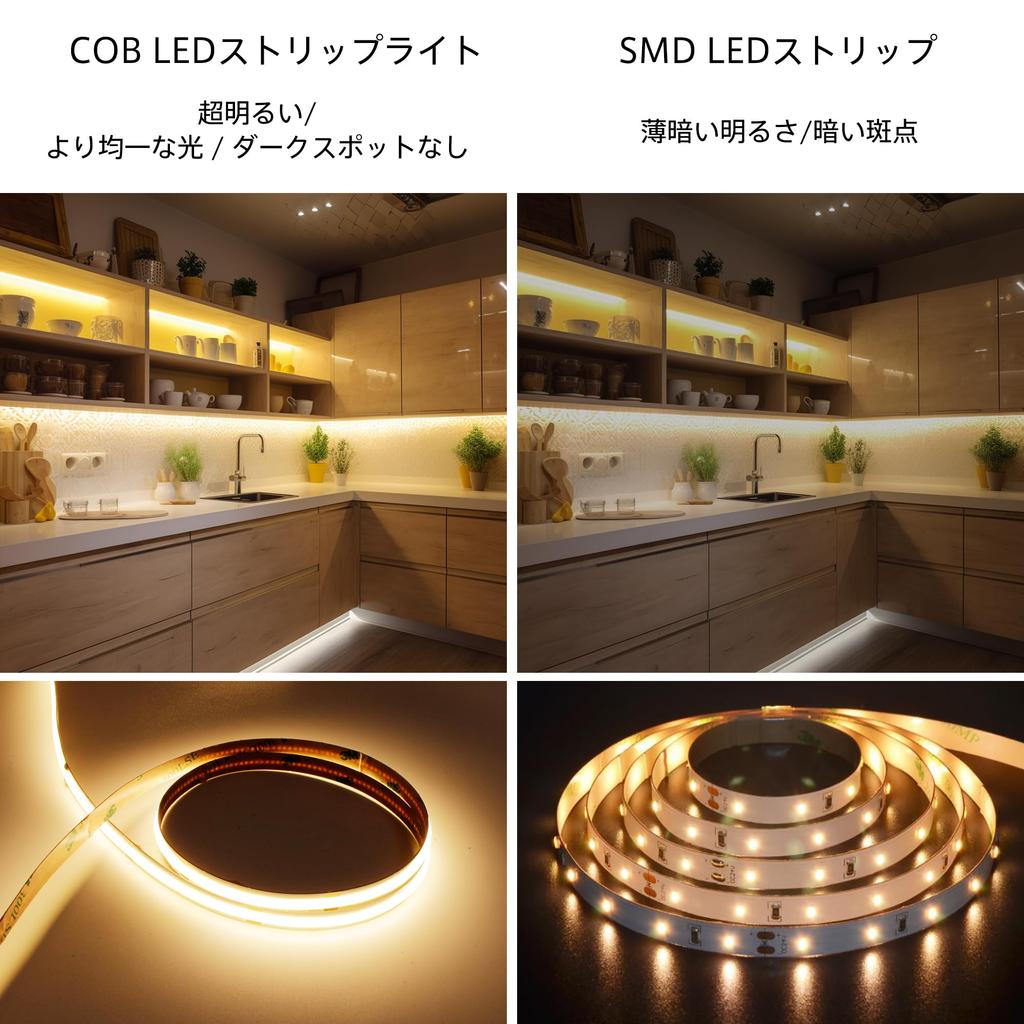 AXMOTUT 5m COB LED Strip Warm High High Flexible LED Strip Light with RF Remote and PSE Certified Power Easy No Tools for and Home DIY Light, 24V,