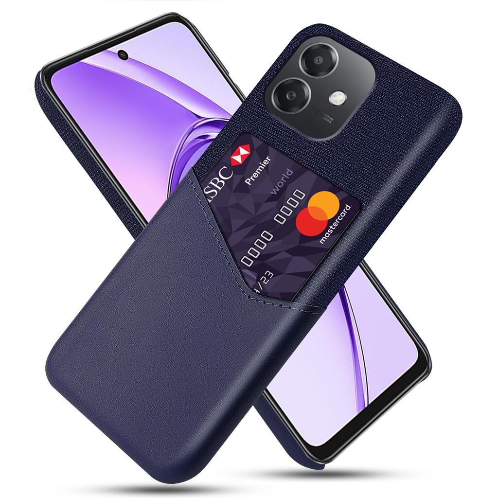 For Oppo A3x 5G (India) Case Cloth Texture PU Leather Hard PC Card Slot Phone Cover