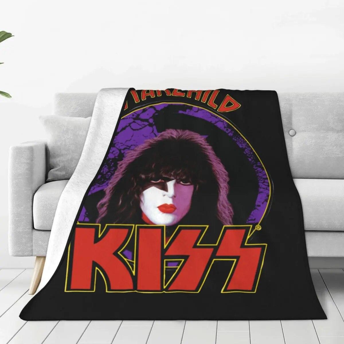 

Вязаное одеяло KISS Band Starchild Design, фланелевое теплое одеяло для постельных принадлежностей, дивана, покрывала