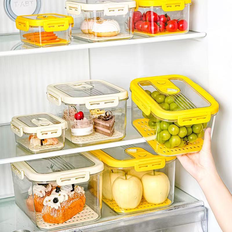 Airtight Transparent Food-Grade PET Refrigerator Organizer - Large Capacity
