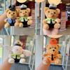 Cute Police Bear Plush Keychain With Metal And Gold Keyring For Daily Use