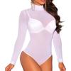 Open Crotch One-pieces Sheer Black Mesh Plus Size Long Sleeve Sexy Bodysuits Tops Lingerie Sexy Night Club Wear for Woman S-XXXL