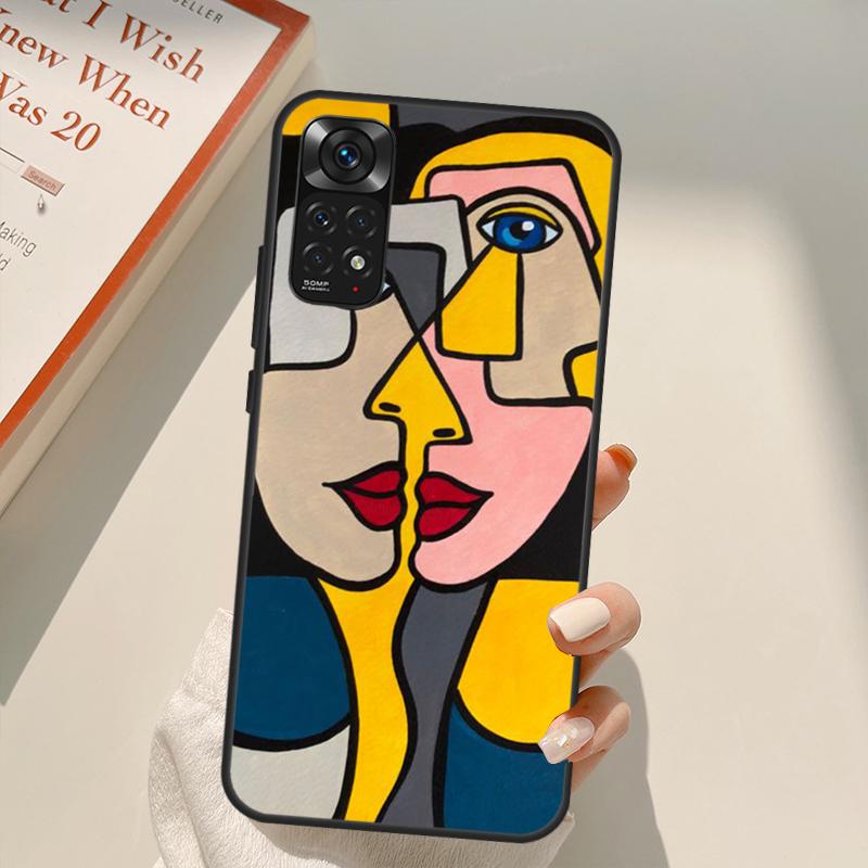 Abstract Portrait Art Painting Case For Xiaomi Redmi Note 11 10 Pro 8 9 9S 10S 11S 9A 9C 10A 10C K40 K50 Gaming Cover