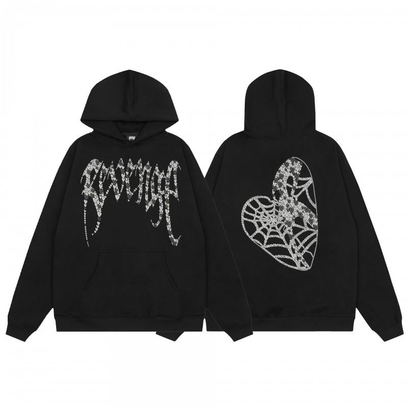 Mens Oversized Hoodie With Embroidered Skull Spine Design Streetwear Casual Pullover Cotton Blend Loose Fit