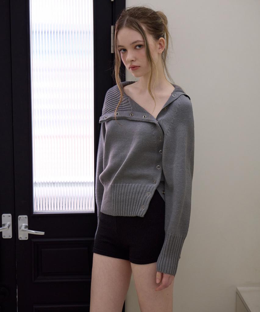 Rosefranz Fold Off Shoulder Knit [Gray]