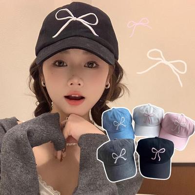Pembe Fiyonk Nakışlı Kadın Beyzbol Şapkası Y2K Koreli Kız Düz Renk Tatlı Sivri Şapka Açık Pamuklu Snapback Güneşlik Şapka