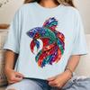 Betta Fish Shirt, Colorful Aquarium Tee, Fish Lover Shirt, Jeweled Gemstone Fish T-Shirt, Betta Fish Gift, Trendy Summer Vacation T-Shirt