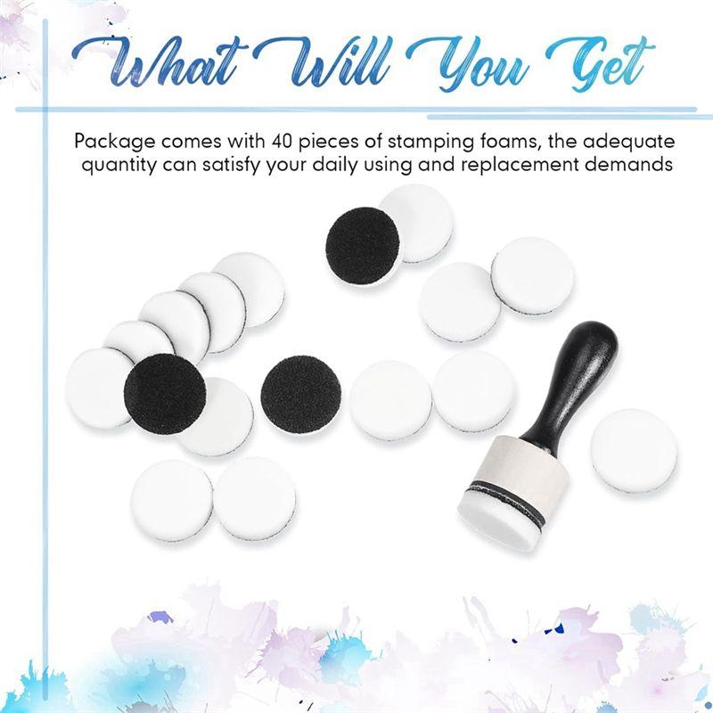 AEE2-42-Piece Mini Ink Tool Set, Includes 2 Round Mini Smudge Tools And 40 Replacement Foam Pads For Drawing Smudge Mixtures