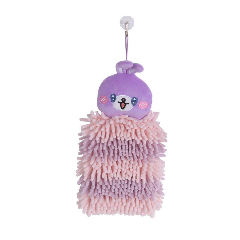 Cartoon Animal Square Chenille Hand Towel With Absorbent Polyester For Kitchen Use