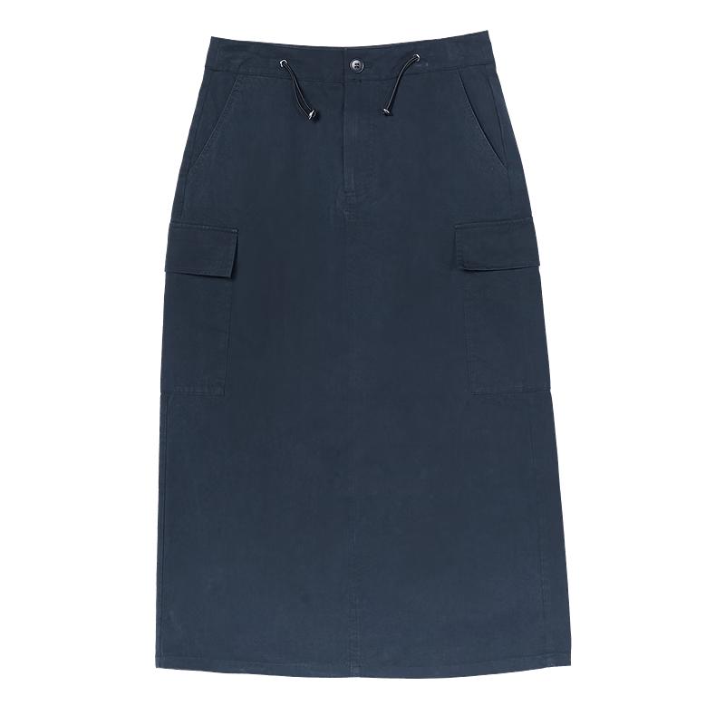 Women s High-Waisted Adjustable Drawstring Cotton Utility Skirt S