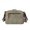 Skew Bag Damen Canvas Ethno-Stil mit Crazy Horse Leder Schultertasche Slant Bag