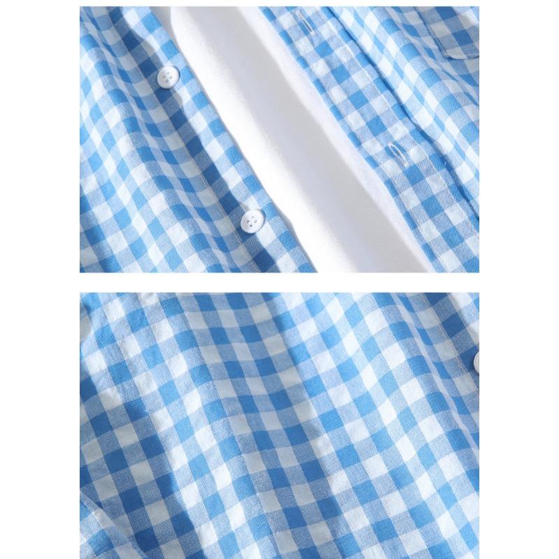 Mens Plaid Loose Long Sleeve Casual Thin Shirt Outerwear