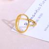 Gold-Plated S925 Sterling Silver Adjustable Open Ring with Hollow Filigree Design