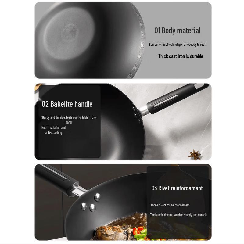COOKER KING 30cm Nitrided Cast Iron Wok