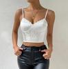 Spitzen-Tanktop, solides Neckholder-Crop-Top für Damen, Sommer, verstellbarer Schultergurt, Camis, rückenfreies Leibchen, lässig, weiblich, ärmellos, abgeschnittene Weste