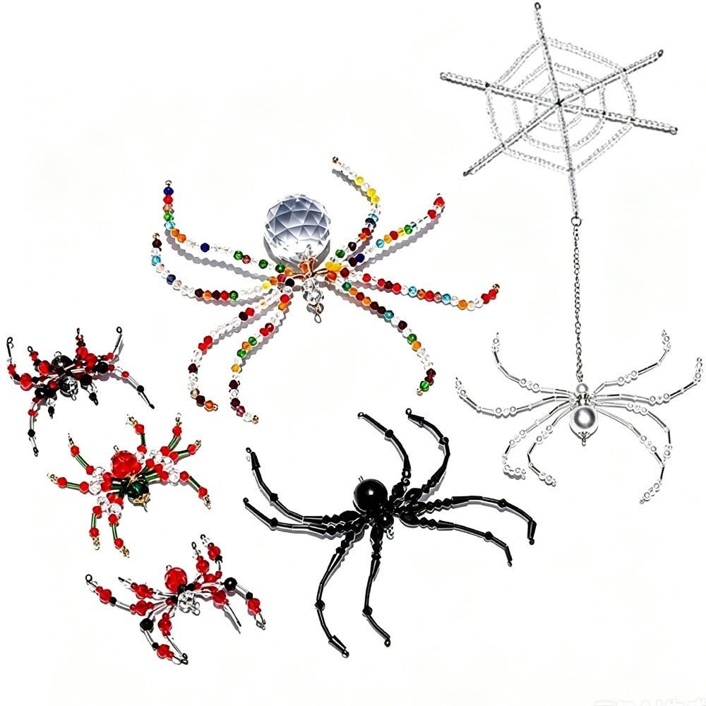 Gothic Beaded Spider and Spider Web Decorations Colorful Halloween Decorations All Saints' Day