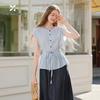 Women's Flutter Sleeve Drawstring Waist Blouse