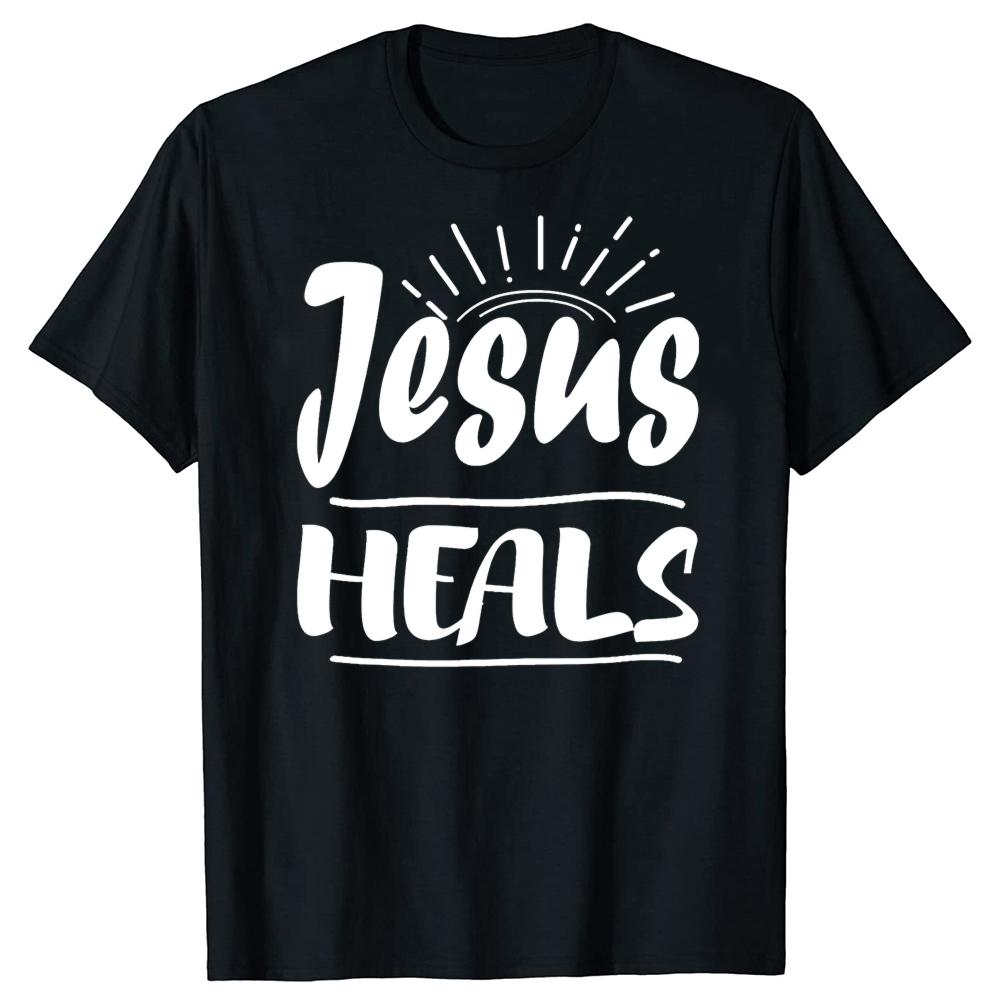 

Jesus Heals Shirt for Christians Religion Summer Men Clothing Vintage Summer Style Cotton Short Sleeve Oversized T-shirt Tops... S разноцветный