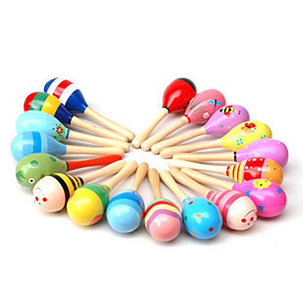 Small Maraca Cartoon Mini Wooden Percussion Maraca 0 To 3 Years Old Toddler Toy for Grasping Exercise