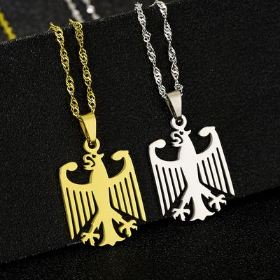 Trendy US EU Stainless Steel Germany Eagle Pendant Necklace Unisex Couple Ethnic Style Patriotic Jewelry Gift