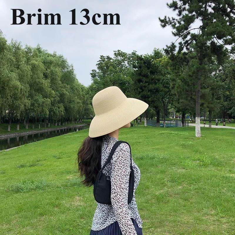 Summer Elegant Dome Straw Hats Women Girl 13cm/8.5cm 2 Sizes Solid Color Beach Sun Hat Foldable Portable Travel Holiday Panama