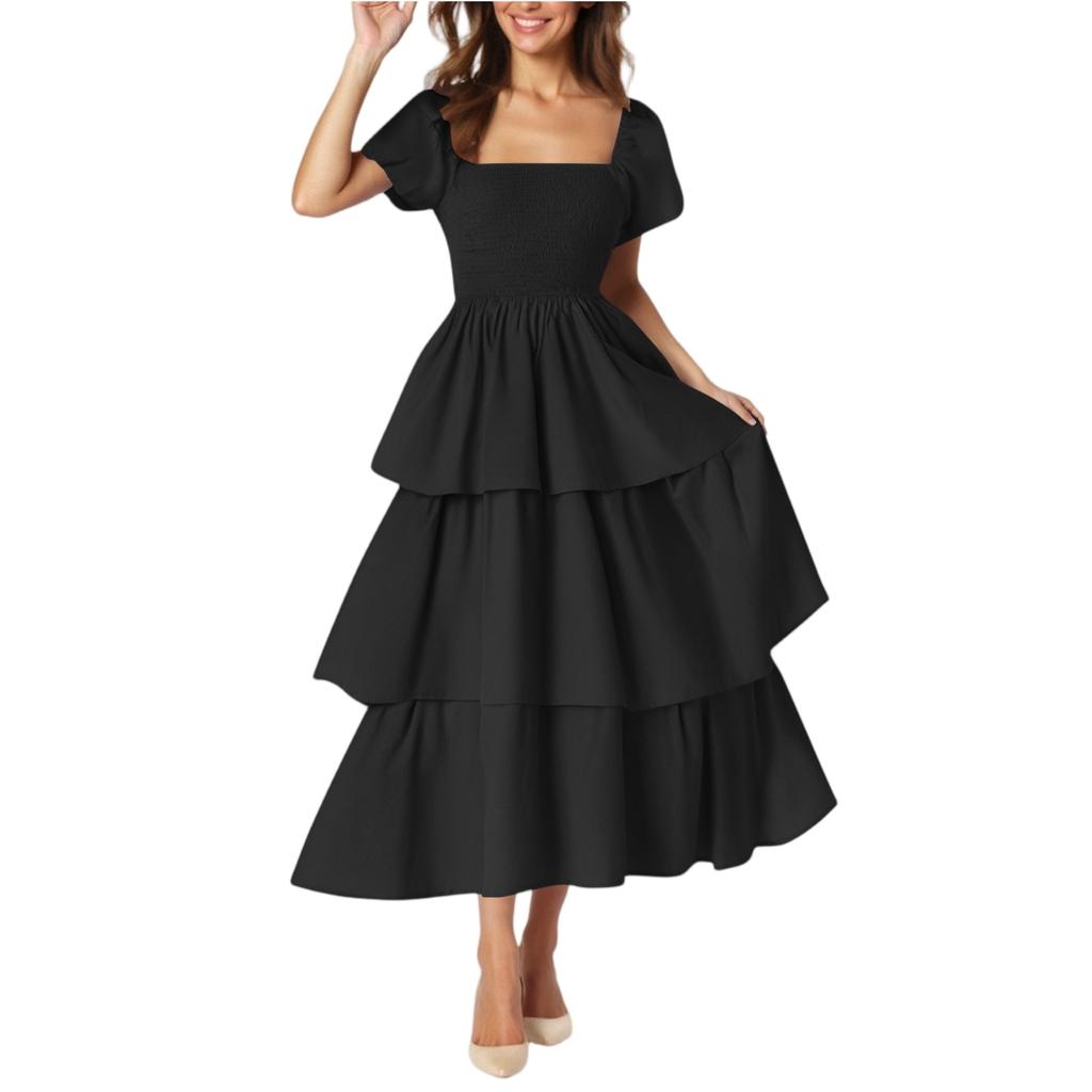 Women's Fashion Color Short Sleeve Dress