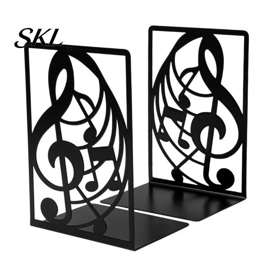 Music Decoration 1 Pair Metal Book Ends, Piano Musical Notes Decorative Bookend for Shelves, Heavy Cut Bookends Duty Holder Stand, Non-skid