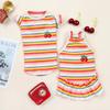 Dog Clothes Summer Thin Small Dog Teddy Princess Dress Suspender Bichon Frize Cat Color Strip Embroidered Cherry