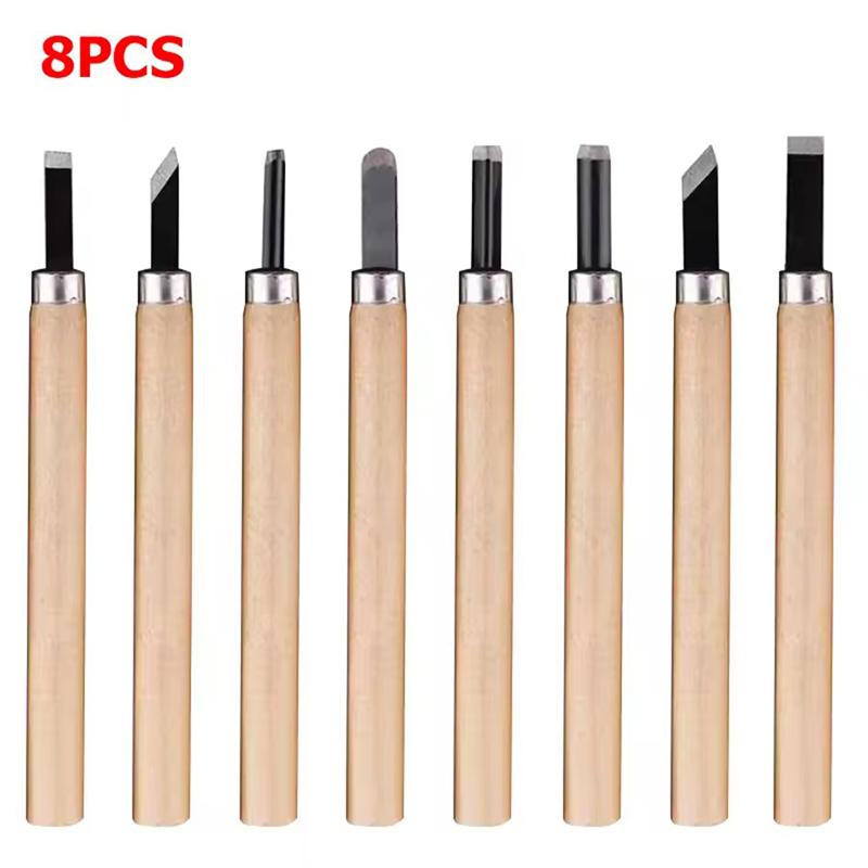 6/8/12PCS Wooden Carving Knife Manganese Steel Woodworking Engraving Tools Wood Carving Rubber-stamps Handmade Chiseling Kit ZYF