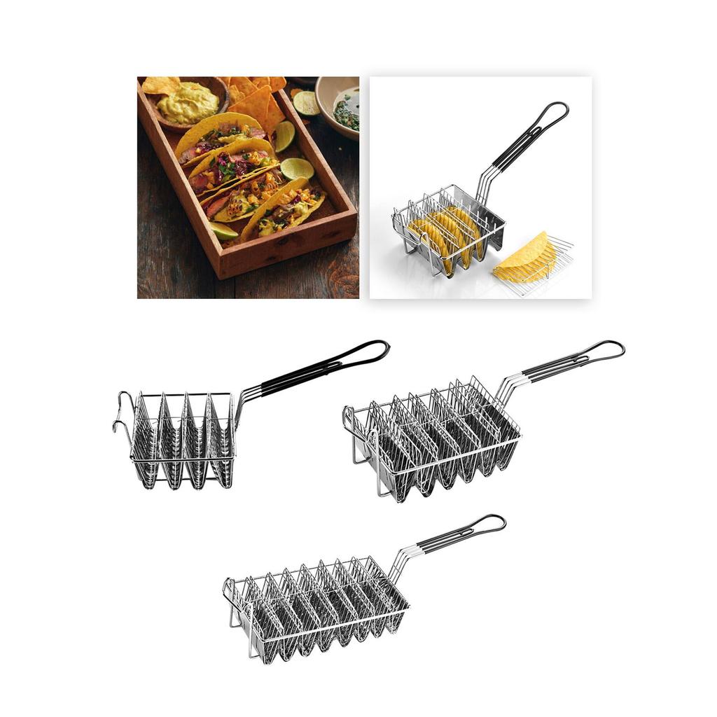 Taco Basket Deep Fryer Holder with Grip Handle Stainless Steel Burritos Professional