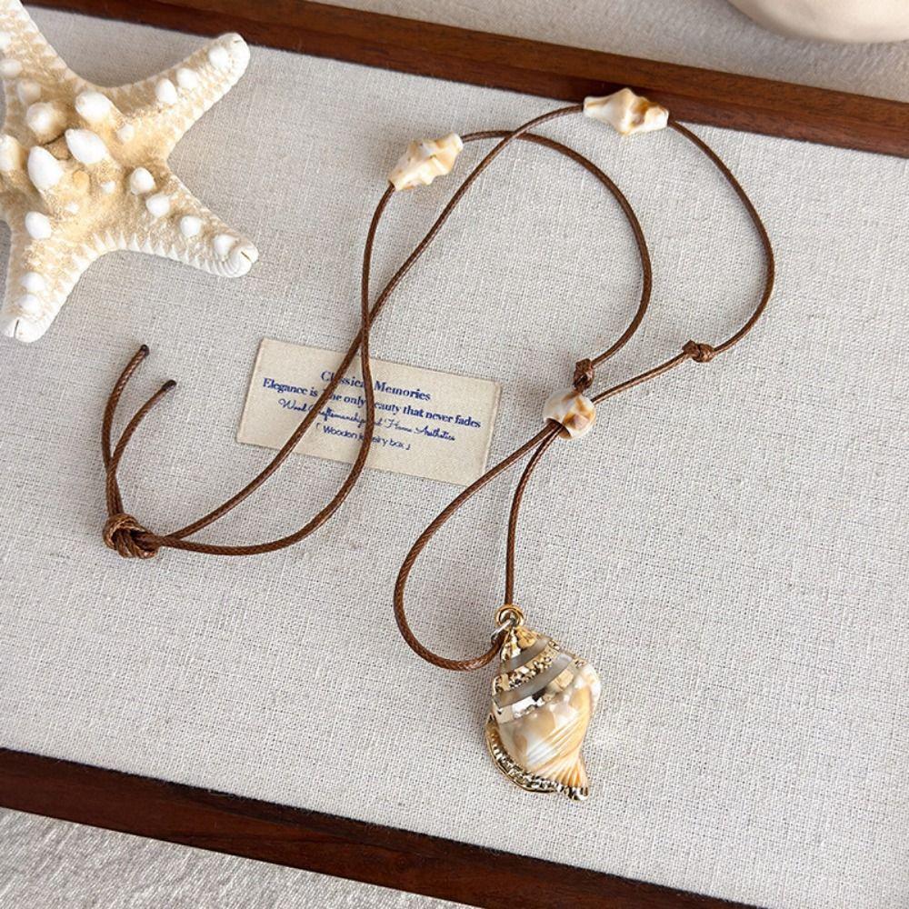 Bohemian Starfish Necklace Wax Rope Wax Rope Necklace Fashion Beach Vacation Jewelry  Daily Wear