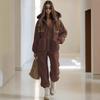 2025 Autumn/Winter Women's Hooded Plush Jumpsuit with Pockets