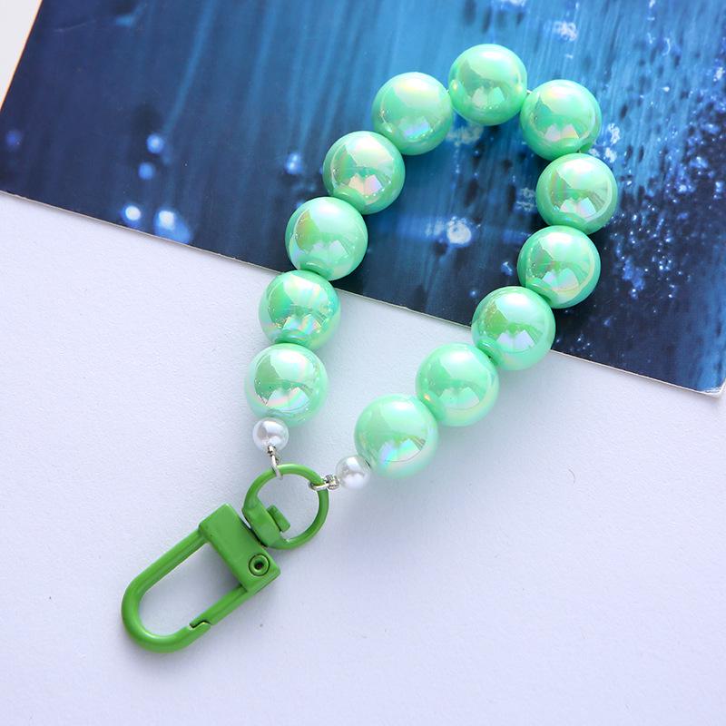 Colorful Smiley Face Bear Bead Keychain - Cute Acrylic Charm for Bags & Decoration зелёный