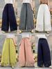 Spring 2026 Linen Straight-Leg Pants - Simple, Elastic Waist, Solid Color, Versatile, Casual, Long Pants