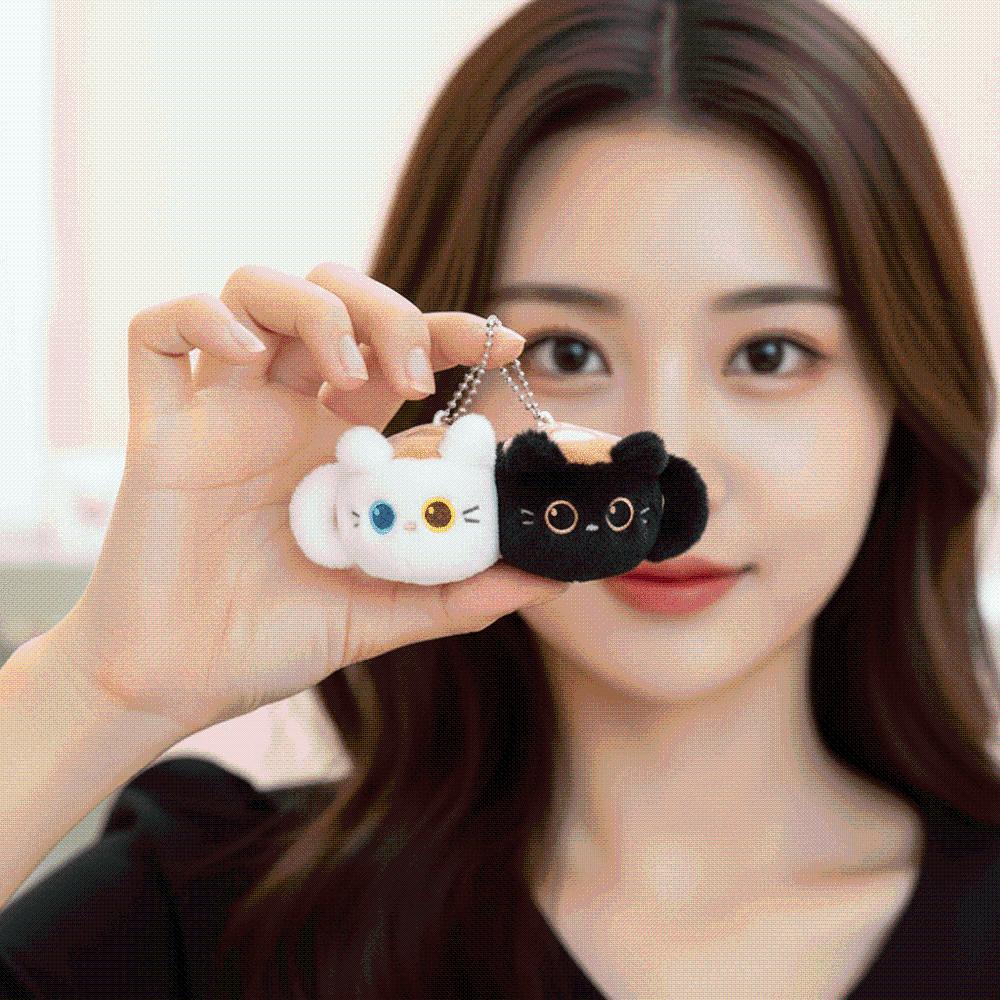 Miniature Magnetic Kitten Ornament Fuzzy Cup Edge Pendant Mini Stuffed Cat Cat Key Chains Office