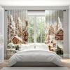 Christmas Curtains Holiday Snow Scene Gingerbread Man Printed Home Decorations Room Curtain Set Of 2 Made Polyester Washable