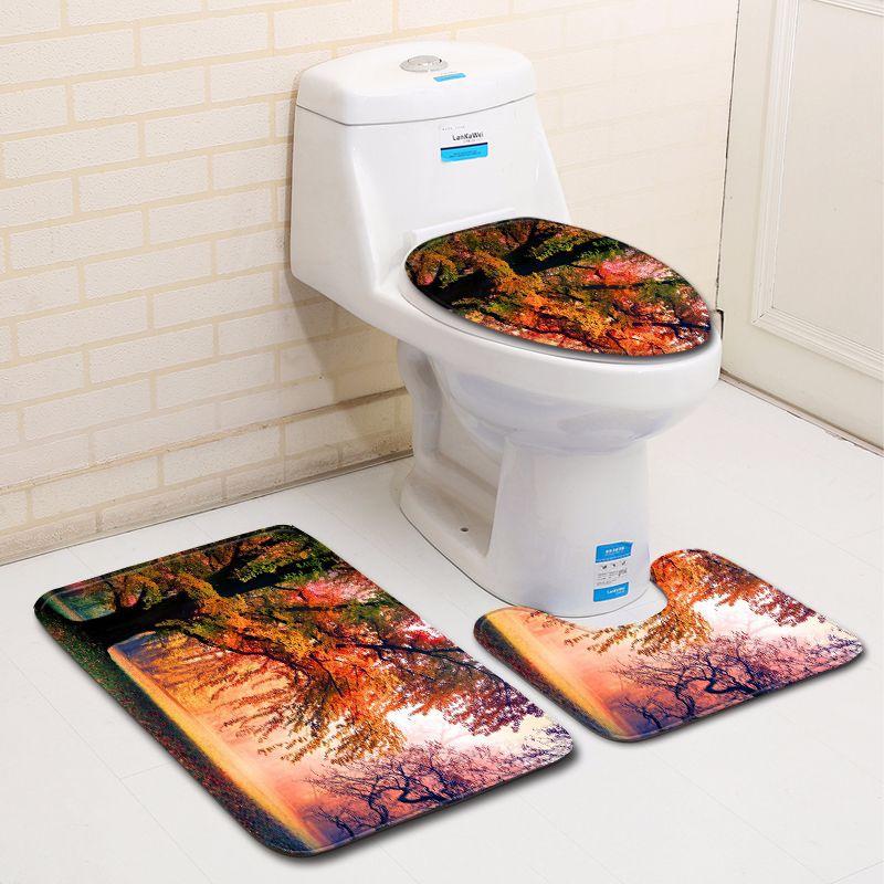 3D Landscape Bathroom Toilet Three-Piece Floor Mat Door Mat Bathroom Carpet