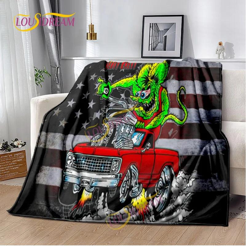 Portable Multifunctional Children's holiday birthday Gift Cartoon Rat Fink Cute Home Bedroom decoration Warm Sherpa blanket
