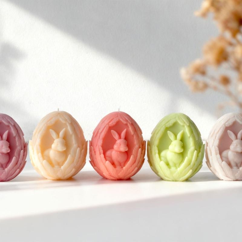 Easters Rabbits Silicone Candle Mould Flexible Demold Designs Food Grade Materials For Candle Soap Chocolate Crafting