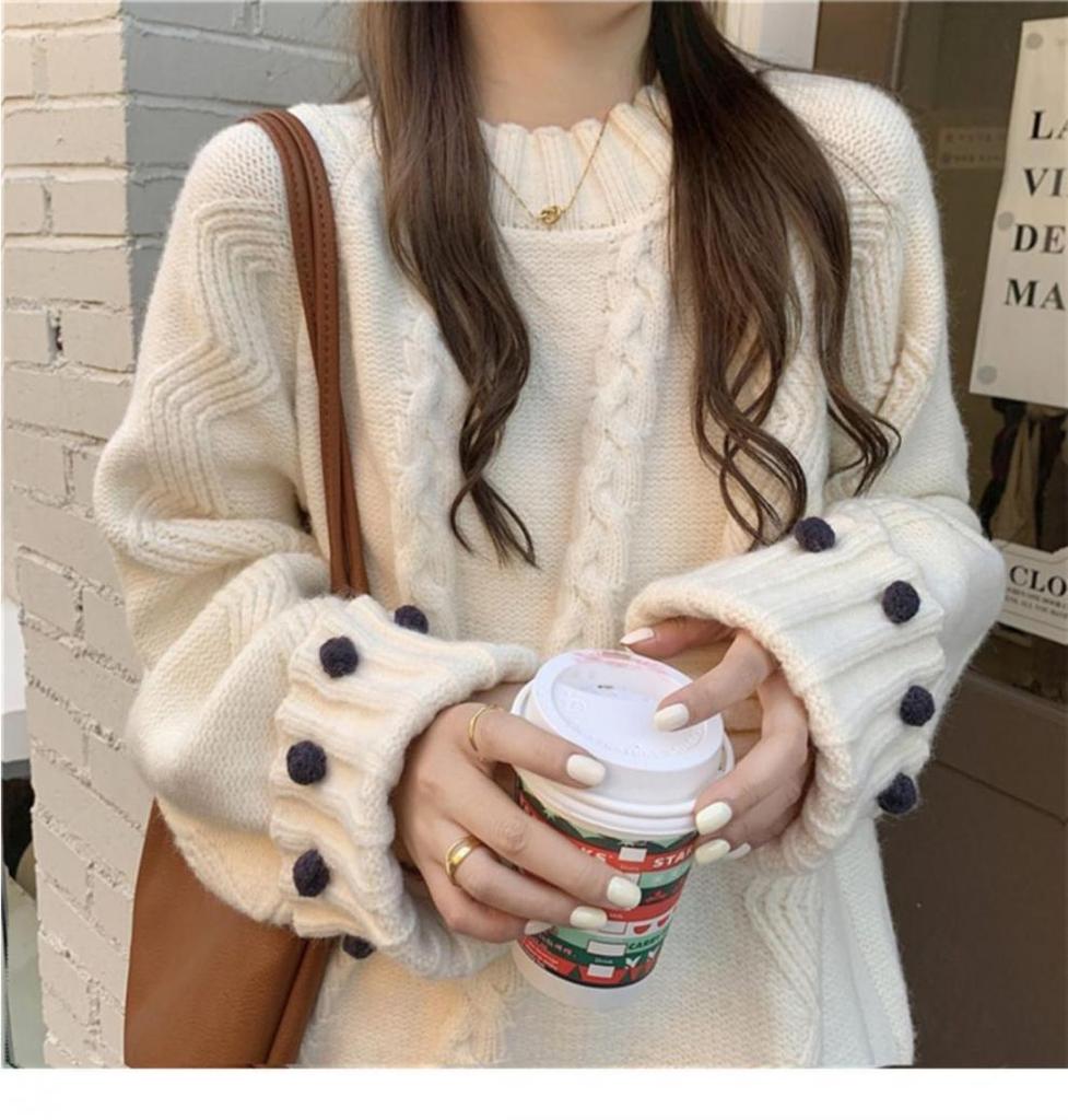 Women's Retro Thick Knit Sweater - Cozy, Loose-Fit, Autumn/Winter Style