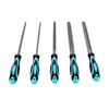 5 Pcs File Set Flat Round Half Round Triangle Square Files with Rubber Grip Handle for Woodworking Metalworking