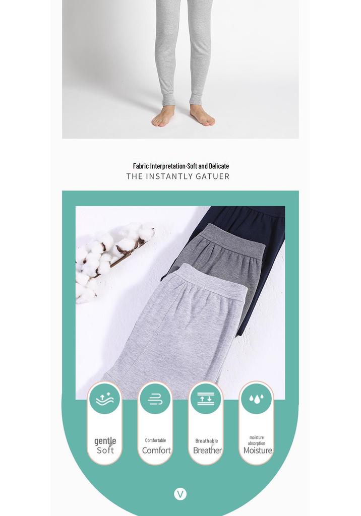 Men's Slim Fit Pure Cotton Autumn Pants for Middle-Aged & Elderly - Warm, Solid Color, Thin Wool Underpants
