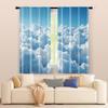 2 Pcs   Filtering Curtains (excluding Rods   Non-movable   Without Batteries) Blue Sky & White Clouds for Use In Bedrooms and