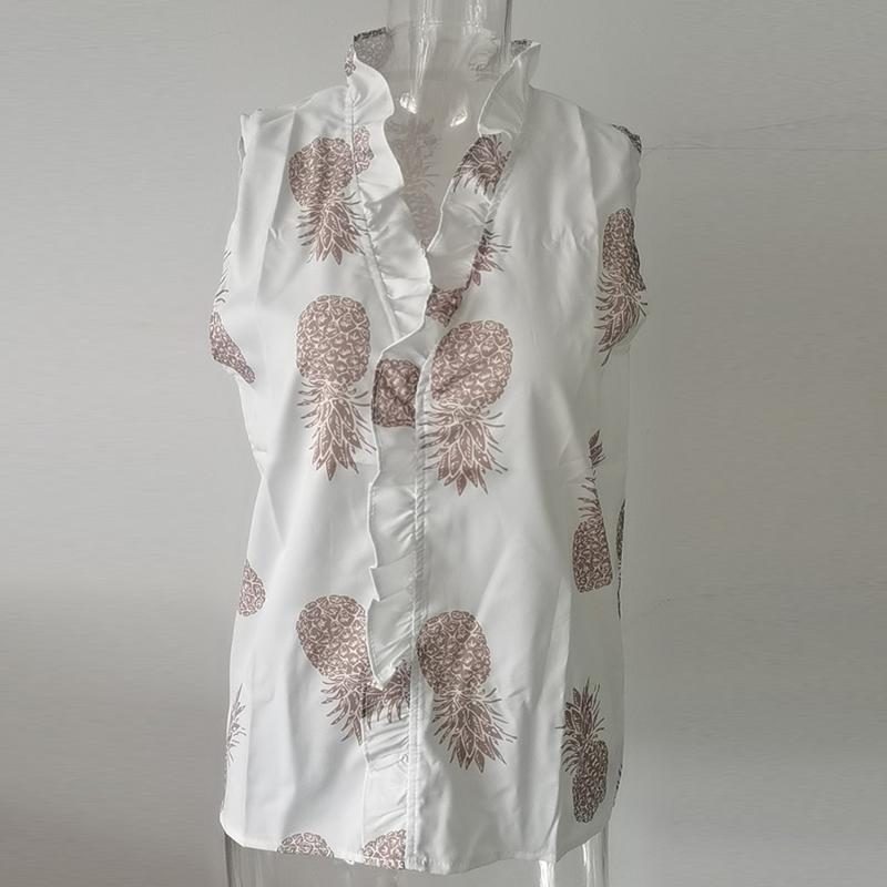 Sommer Herbst Neue Langarm Rüschen Casual Shirt Frauen Tops Vintage Print Elegante Plus Größe Bluse Frauen Mode Tasten Lose Weibliche Shirts 24662
