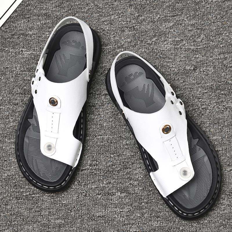 Newest Mens Sandals Genuine Leather Casual Shoes Men Beach Sandalia Brand Man Slippers Black White Sneakers Comfortable Summer Shoe