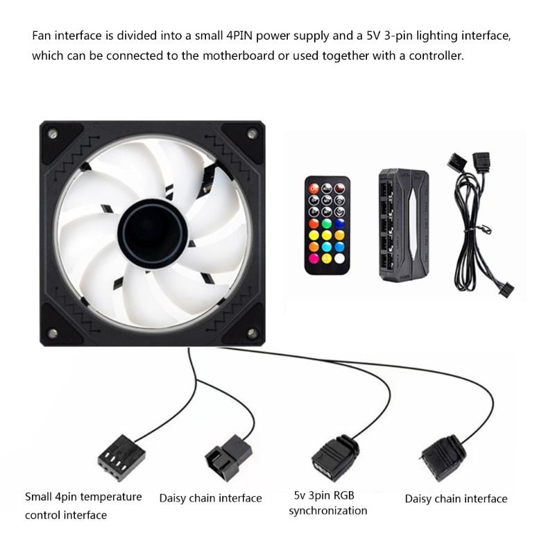 Cooling Fan PC Computer Case 12V Quiet Cooling Fan ARGB 5V 3Pin For PC Case Computer Hardware Thermal Management